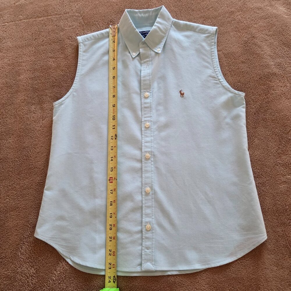 Vintage Ralph Lauren Sport Sleeveless Button Up Shirt Size 6 Icy Blue Flesh Pony - Picture 8 of 8